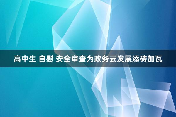 高中生 自慰 安全审查为政务云发展添砖加瓦