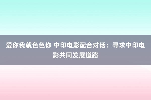 爱你我就色色你 中印电影配合对话：寻求中印电影共同发展道路